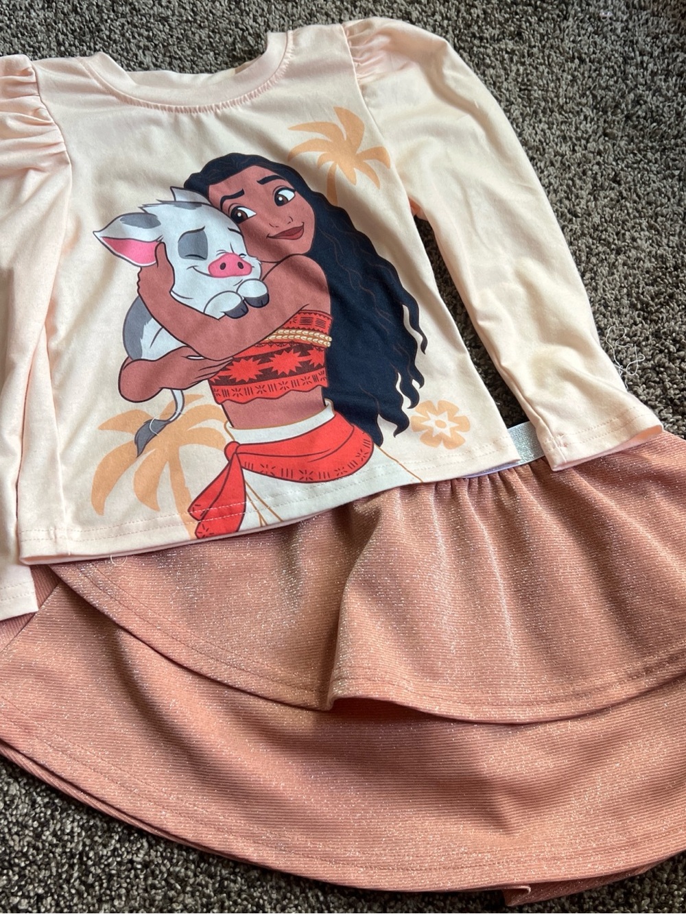 PatPat Pink and Coral Moana Graphic Girls Matching Set